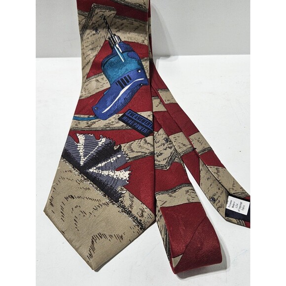 VTG Home Improvement Mens Neck Tie What Is The Answer? More Power Red - Picture 1 of 4